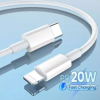 PD 20 Вт USB C кабель для iPhone типа C до 8-контактный кабель для зарядного устройства телефона TPE Quick 2.4A шнур для быстрой зарядки для iPhone 14 13 12 Pro Max 1M белый