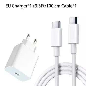 PD 20W быстрое зарядное устройство комплект EU вилка для iPhone 15 Pro Max Plus Xiaomi Samsung 3.3FT USB C на Type C кабель быстрой зарядки комплект 1pcs charger set