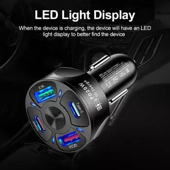 PD 20W Dual USB C Автомобильное зарядное устройство Быстрая зарядка PD Quick Charge 3.0 USB C Автомобильное зарядное устройство для телефона Адаптер для Xiaomi Samsung iPhone чёрный