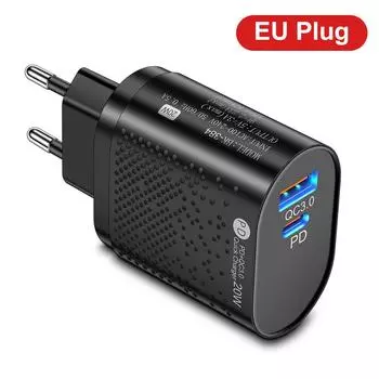 PD 20W USB C зарядное устройство Quick Charge 3.0 QC 3.0 Type C зарядное устройство телефонный адаптер для Xiaomi iPhone Samsung быстрая зарядка EU US UK вилка Black EU
