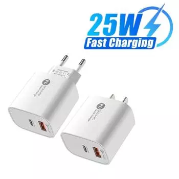 PD 25 Вт USB зарядное устройство Quick Charge 3.0 Быстрое зарядное устройство для телефона Type-C для iPhone iPad Huawei Xiaomi Samsung US белый