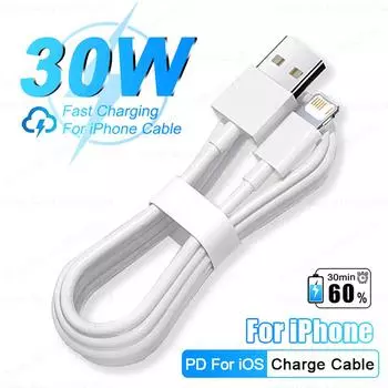 PD 30W Быстрая зарядка для iPhone Зарядное устройство USB для iPhone Кабель 14 13 12 11 Pro Max Mini 8 Plus X XR XS USB Телефон Зарядный кабель для передачи данных 0.25m