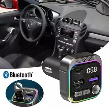 PD 30W быстрое автомобильное зарядное устройство с атмосферным светом MP3 Bluetooth USB флэш-плеер FM-передатчик #468742