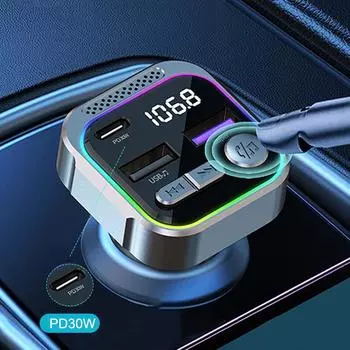 PD 30W FM-передатчик беспроводной Bluetooth 5.3 Handsfree автомобильный комплект Dual USB Super Quick Charge адаптер радиомодулятор MP3-плеер