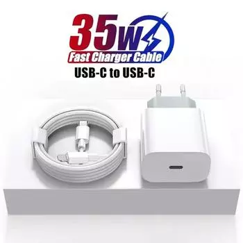 PD 35W быстрое зарядное устройство для iPhone 16 15 14 13 12 11 Pro Max кабель для быстрой зарядки для iPhone 16 15 Plus USB Type C Data Line телефонный адаптер EU Plug15 белый