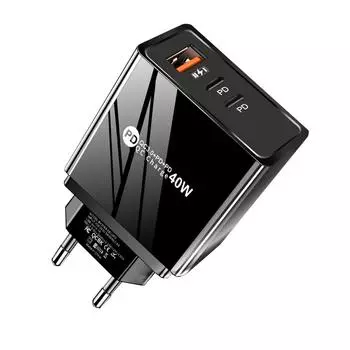 PD 40W USB зарядное устройство дисплей быстрая зарядка Type C быстрая зарядка 3.0 мобильный телефон зарядные устройства адаптер для iPhone Samsung Xiaomi Huawei EU Plug белый