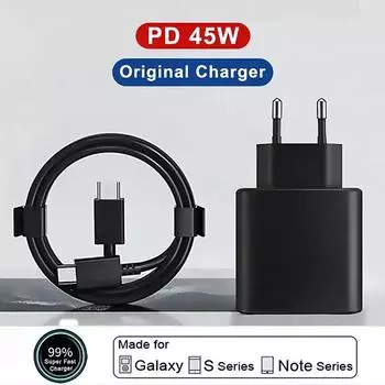 PD 45W USB зарядное устройство быстрое зарядное устройство для Samsung Galaxy S25 S24 S23 Ultra A56 A36 с USB C на Type C кабель быстрой зарядки телефон адаптер EU белый