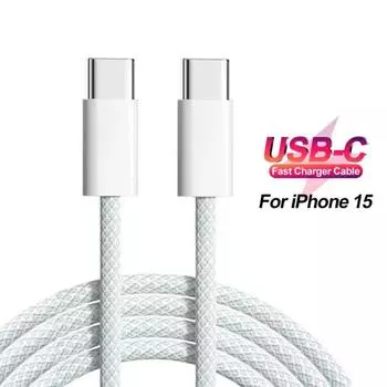 PD 60 Вт USB C кабель для быстрого зарядного устройства для iPhone 15 Pro Max 15 Pro 15 Puls iPad USB-C тканые аксессуары для зарядки и передачи данных 1m
