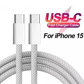 PD 60W кабель для быстрой зарядки USB C на USB Type C кабель для iPhone 16 Pro Max 15 Pro 1For iPhone 15 зарядный кабель для передачи данных 60W синий