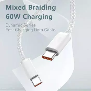 PD 60W кабель для быстрой зарядки USB C на USB Type C кабель для iPhone 16 Pro Max 15 Pro 15 Puls для iPhone 15 зарядный кабель для передачи данных 1 PCS серый