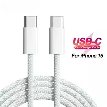 PD 60W USB C кабель для быстрой зарядки для iPhone 15 Pro Max Samsung S24 Ultra Weaving зарядный кабель для передачи данных Аксессуары серый