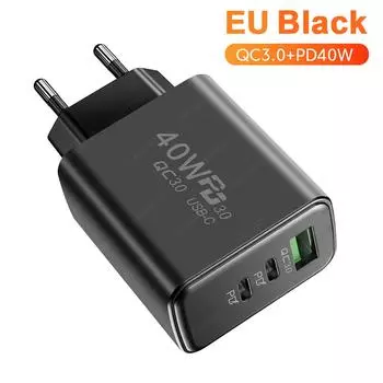 PD 60W USB C зарядное устройство 3 порта быстрая зарядка быстрое зарядное устройство тип C мобильный телефон адаптер для iPhone Xiaomi EU/US/UK вилка настенное зарядное устройство Black EU