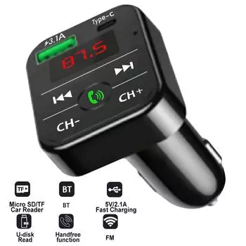 pd Fm Transmitter Bluetooth Wireless Car Kit Handfree Music Car Car Mp3 Usb Player Acessories Aux 3.1A T4F6 чёрный