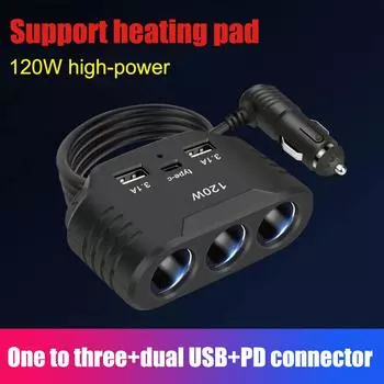 Pd Qc3.0 Dual Usb Socket 120w Car Cigarette Lighter Splitter 12v 24v Fast Charger Plug Phone Power Adapter For Car Dvr Dash O5r4