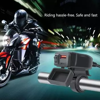 PD QC3.0 Motorcycle Type C Port Socket Connector Waterproof USB Fast Cellular Charger with Cell Mobile Voltmeter Digital Charge