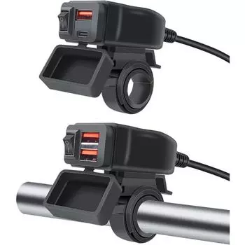 PD QC3.0 Motorcycle Type C Port Socket Connector Waterproof USB Fast Cellular Charger with Cell Mobile Voltmeter Digital Charge