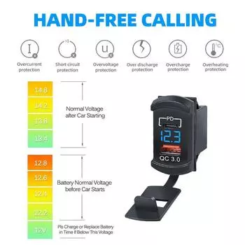 PD QC 48W Автомобильное зарядное устройство Автомобильный адаптер Водонепроницаемый Пылезащитный 12-24 В Автомобильная розетка Два порта USB Автомобильное зарядное устройство для iPhone Xiaomi Samsung