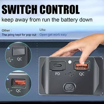 PD Type C Двойной USB-порт для быстрой зарядки автомобиля, зарядное устройство для автобуса, адаптер 12 В/24 В, USB-панель питания с переключателем для морских мотоциклов