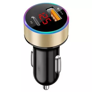 PD USB Car Charger QC3.0 Car Charger Type-c Fast Charge Charger PD Car Car Charger Digital Display Q2V8 чёрный