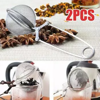 PDTO 2 шт. сито для специй, фильтр для листьев чая, многоразовый сетчатый шарик для заварки, нержавеющая сталь