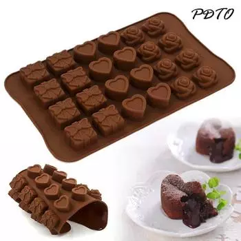 PDTO 3D сердечки Роза силиконовая форма для украшения торта форма для выпечки шоколада плавится воск