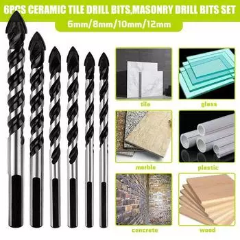PDTO 6 шт., сверла для керамической плитки, набор сверл для каменной кладки для стеклянного кирпича, бетона
