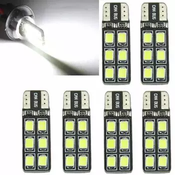 PDTO 6шт T10 194 168 2835 12LED Canbus Безошибочной ширины Дверная карта Лампочка Белый