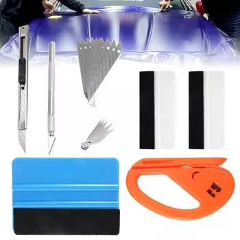PDTO Автомобильный виниловый оттенок Пленка Обертывание войлок Squeegee Резак Установка Набор инструментов