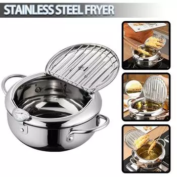 PDTO Фритюрница 304 Нержавеющая сталь Крышка контроля температуры Стойка для слива масла