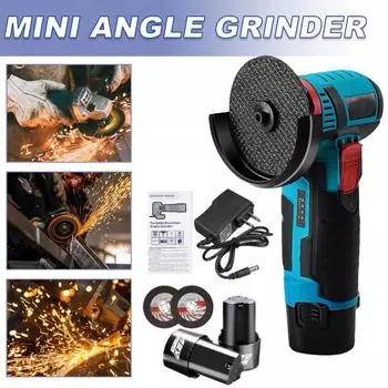 PDTO Mini Аккумуляторная бесщеточная угловая шлифовальная машина для резки с 12 В, 2 аккумулятора + зарядное устройство AU