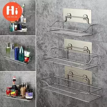 PDTO Нержавеющая сталь Нержавеющая полка для душа в ванной комнате Присоска для хранения Корзина Caddy Tidy S