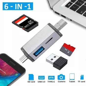 PDTO USB 3.0 Кардридер USB-C Micro SD TF OTG Адаптер смарт-памяти Портативный компьютер