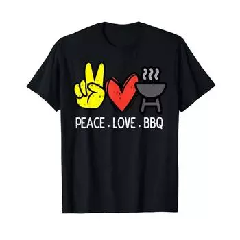 Peace Love Bbq Retro Barbecue Meat Grilling Men Women Kids Men‘s T-Shirt Soft Comfortable Easy to Wear Simple Practical S бежевый
