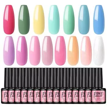 PEACECOLOR 15 шт. набор гель-лаков для ногтей, маникюрный набор, нужна УФ-светодиодная лампа для ногтей, инструменты для дизайна ногтей, набор гель-лака для ногтей