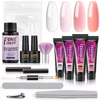 Peacecolor 4 шт. 10 мл гель для наращивания ногтей для быстрого наращивания, замачиваемый дизайн ногтей, маникюр, УФ-гель для ногтей, гель для наращивания ногтей, 30 мл, раствор для скольжения