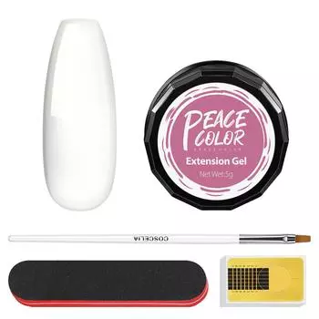 Peacecolor 5 мл гель для наращивания ногтей базовый цвет прозрачный розовый белый УФ-гель для наращивания с набором маникюрных инструментов для дизайна ногтей набор накладных ногтей