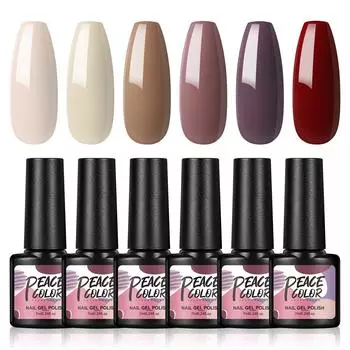 PEACECOLOR 6 шт. 7 мл красочный набор гелей для ногтей лак для ногтей насыщенный цвет гель для ногтей наборы для украшения ногтей