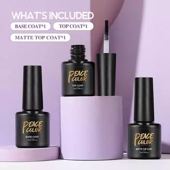 PEACECOLOR 7 мл базовое верхнее покрытие Набор матового верхнего покрытия для ногтей Гель-лак Маникюрный набор Nail Art Design Набор гель-основы для ногтей Верхнее базовое покрытие Прозрачный лак