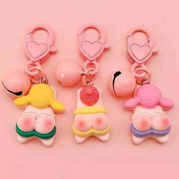 Peach Butt Swimsuit Girl Keychain Cartoon Bag Pendant Creative Couple Gift Accessories