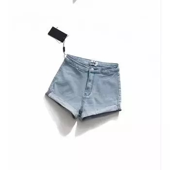 Peach Hip Summer High Waist Slimming Hip Raise Curling Elastic Denim Super Short Shorts Women s Tight Dark Blue Fashion Wind Hot Pants Light Blue XS(37.50 kg-42.50 kg)