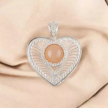 Peach Moonstone Gemstone 925 Sterling Silver Jewelry Handmade Pendant 1.4 Gift CP-15-30