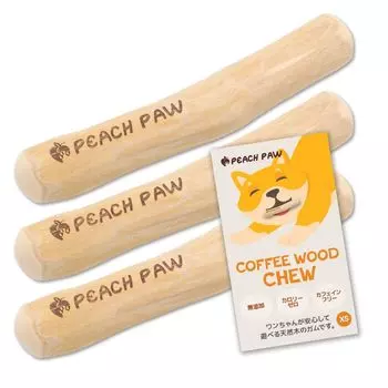 Peach Paw Coffee Wood Dog Chew Wooden Chewing Dog Wooden Natural Coffee Ultra Small XS Set of 3 [Peach Paw] Chew, Toy, Wood, Toy, Stick, Wood, Tree, бежевый