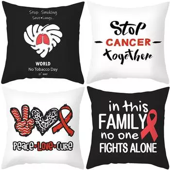 Peach Skin Pillow Cover Letter Ribbon Printing Sofa Cushion Household Goods 40x40cm