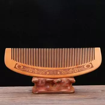 Peach Wood Peach Wood Hair Comb Anti-Static Close Teeth Peach Wood Comb Traditional Retro Natural Solid Wood Comb