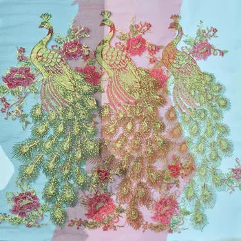 Павлин Аппликация Одежда Вышивка Патч Наклейка Железо Пришить Ткань DIY чёрный