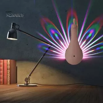 Peacock Lamp LED настенный светильник с пультом дистанционного управления энергосберегающий быстрая установка Peacock Projection LED Night Light Decor 1 Set белый