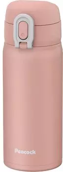 Peacock Thermos Industry Peacock Water Bottle 350ml Cold Storage One Touch Mug Bottle Thermos Dusty Pink PD (The-peacock) AKT-35