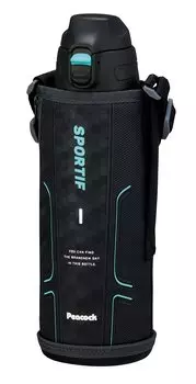Peacock Thermos Industry Peacock Water Elementary School 1 Cold Vacuum Insulated One Direct Pouch Stainless Steel Black B (The-peacock) Bottle, 1L,