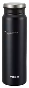 Peacock Water Bottle Stainless Steel Bottle Black 0.8L AMZ-80 BD/Matte