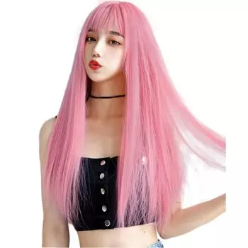 Peacoco Everyday Zero Small Heat Cute Medium Harajuku Landmine Wig Net Included Парик, Длинный, Прямой, Розовый, Использовать, Косплей, Два, Натуральный, Лицо,